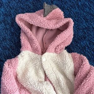 Dinosaur Pink and Cream Hooded Sherpa onesie
